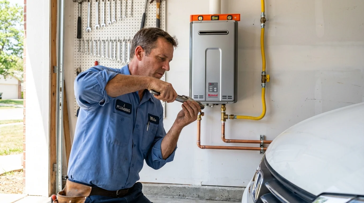 Tankless water heater installation by a Johns Plumbing LLC plumber in Balch Springs