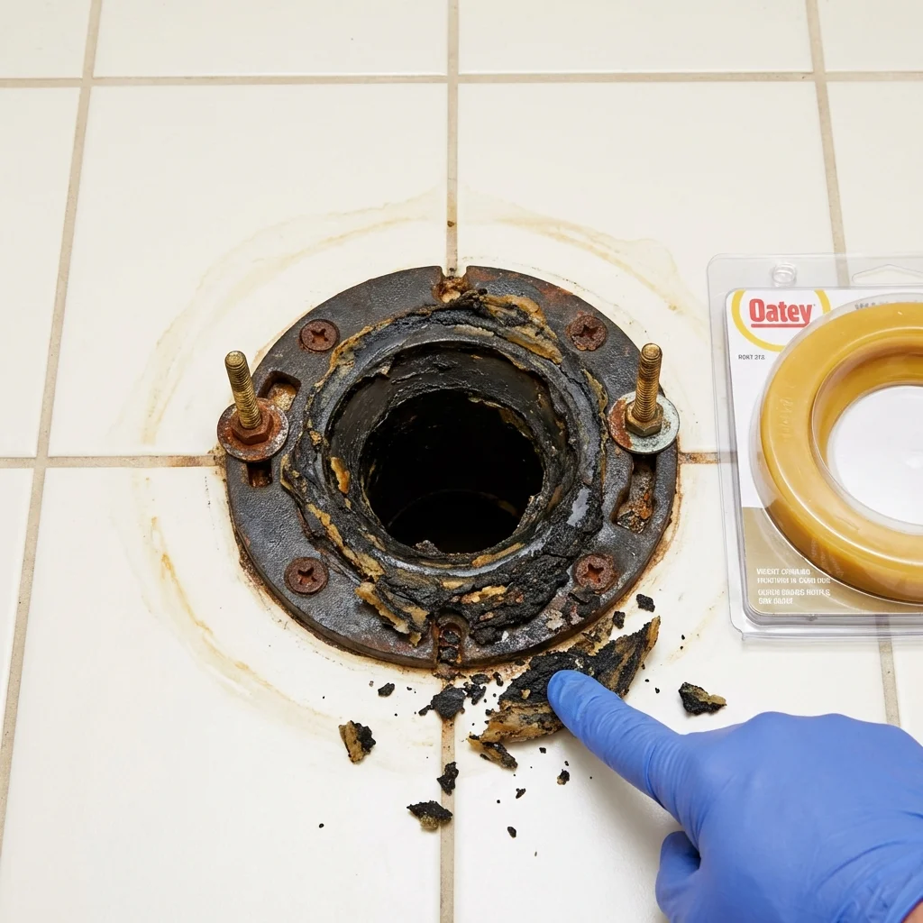 Failed wax ring showing water seepage at the base of a toilet in a Balch Springs, TX home
